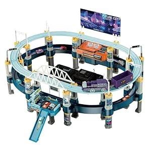JOYJAY Double Layer Track Set Model Train Railroad Cars Play Set Toy ...