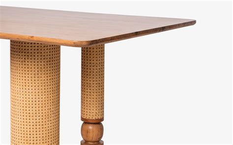Andaman Dining Table 6 Seater | Acacia Wood and Rattan Cane