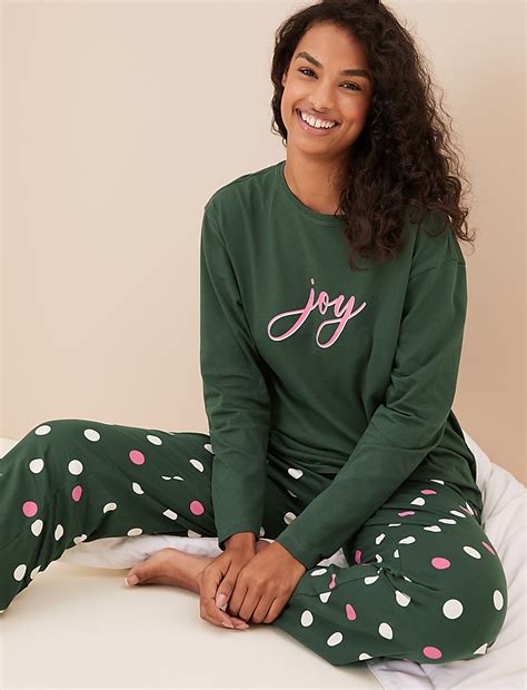 Buy Pure Cotton Joy Slogan Pyjama Set at Marks & Spencer