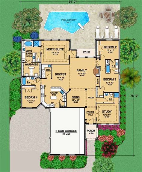 house plans 4 bedroom 4 bath