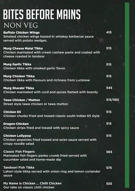 Menu at Chapter Twelve, Faridabad