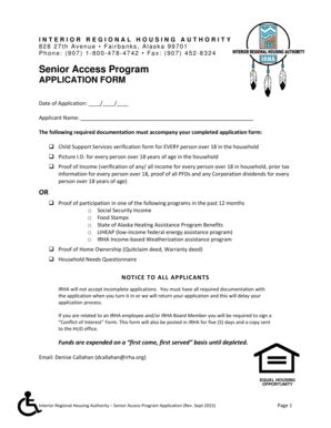 Fillable Online Senior Access Program - Interior Regional Housing ...