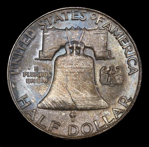 1955-p . Original Mint Toning Franklin Half Dollar 50c Grades Choice ...