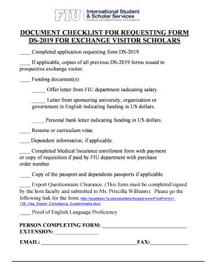 Fillable Online DOC CHECKLIST FOR REQUESTING INITIAL DS2019docx Fax ...