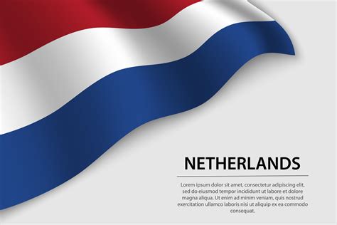 Wave flag of Netherlands on white background. Banner or ribbon v ...
