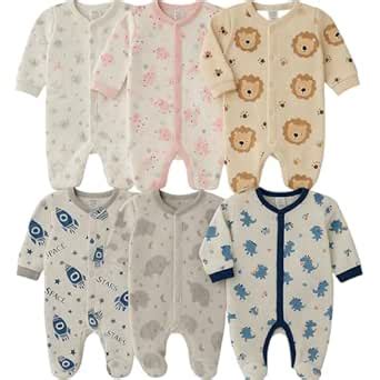 Buy DAADUN Unisex Baby Footed Sleepsuits | Long Sleeve Footed ...