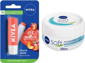 NIVEA Soft Cream 200ml And Peach shine LIp balm Set of 2pc Price in ...