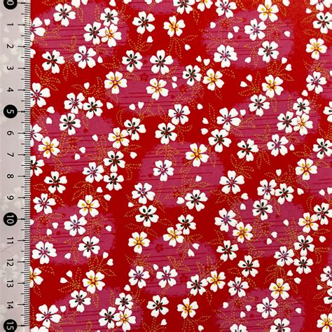 友禅和紙 赤地に濃いピンクの丸ぼかし 白の桜 小花 大判 約63x93 cm 千代紙 Yuzen Dyeing | 森田和紙オンラインショップ ...