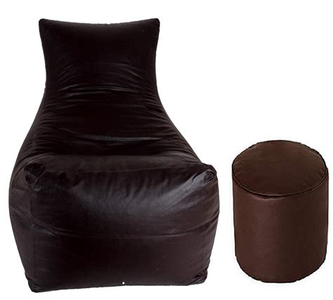 Gunj Jumbo Arm Chair & Footstool Combo Bean Bag Cover Brown : Amazon.in ...