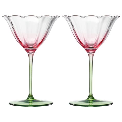 Tulip-Shaped Champagne Coupe Glass Set of 2