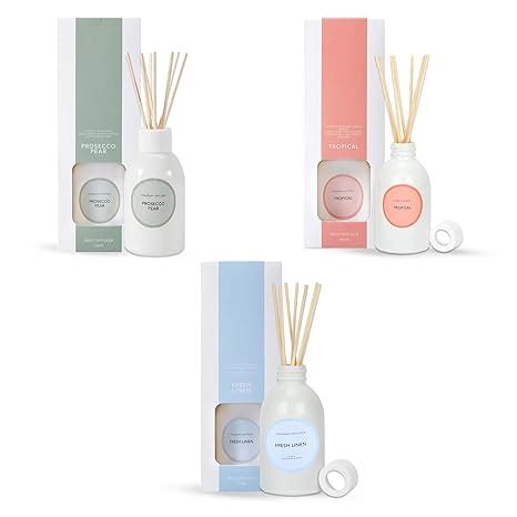 Anko Tropical,Prosecco Pear & Fresh Linen Diffuser Set | Glass Vessel ...