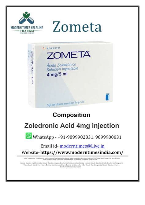 Zometa Infusion Bonezole 4mg/5ml I.V Infusion ^ Price In Pakistan