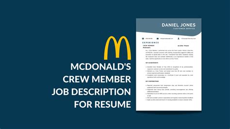 McDonalds Crew Member Job Description for Resume - Resume Blueprints