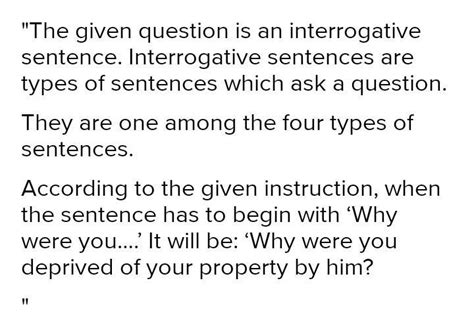 A. Why did Sam deprive you of this facility? (Begin with Why were ...