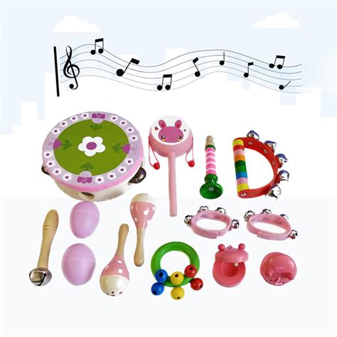Wooden Percussion Instruments Toy 10 Types Bell Drum Baby Toddlers pin ...