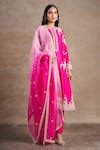 Buy Fuchsia Kurta And Pant Pure Silk Embroidered Thread Round Pearl ...