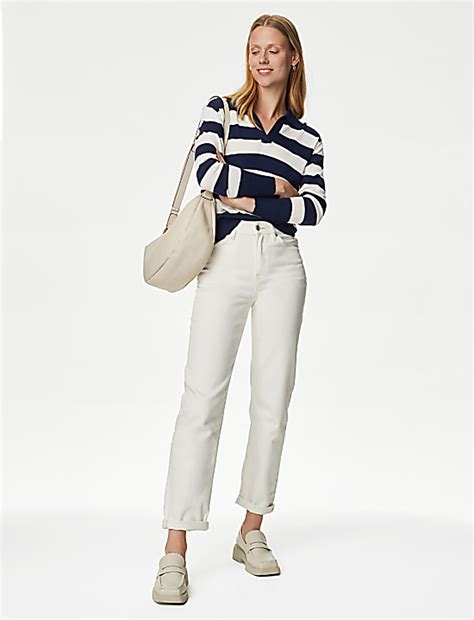 Buy Pure Merino Wool Striped Collared Jumper at Marks & Spencer