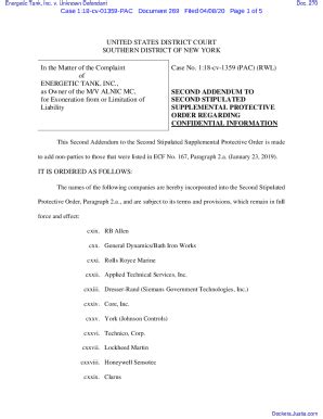 Fillable Online SECOND ADDENDUM TO SECOND STIPULATED SUPPLEMENTAL ...