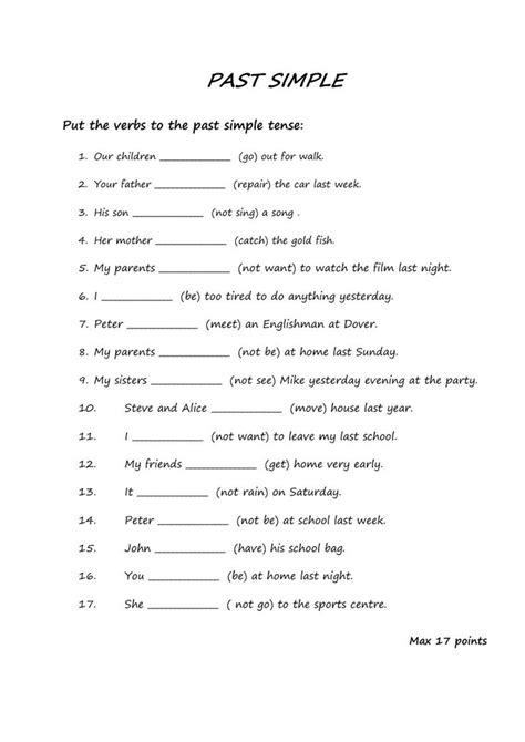 Past Simple Example Worksheet 的图像结果