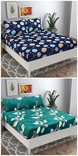VAS COLLECTIONS Prime Collection Combo Pack of 2 Double Bedsheet with 4 ...