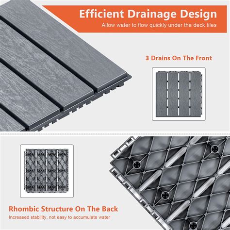 Toemics 24 Pack Interlocking Deck Tiles with 20 Transition Edge Kits 11 ...