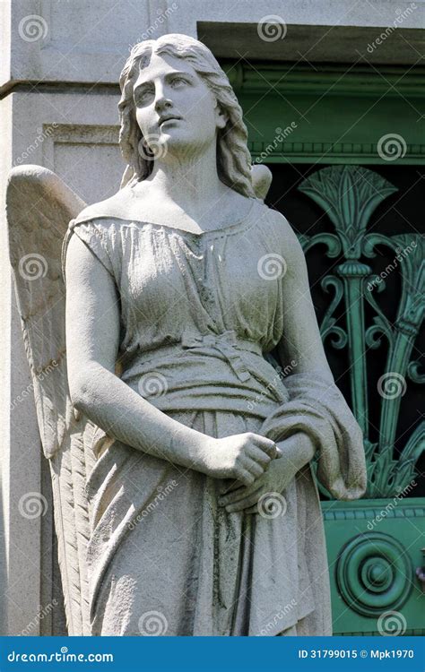 Guardian Angel Statue In A Cemetery Outdoor Stock Image