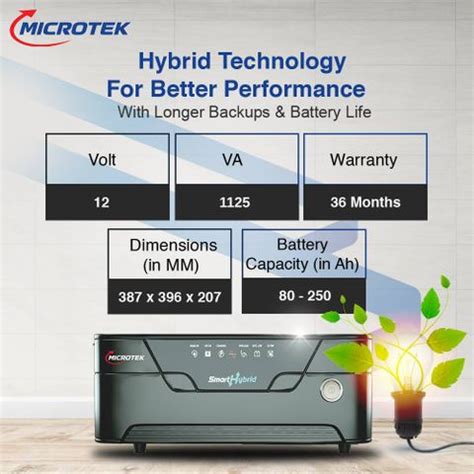 Microtek SMART HYBRID UPS 1075 12V UPS SMART HYBRID 1075 12V with 3 ...