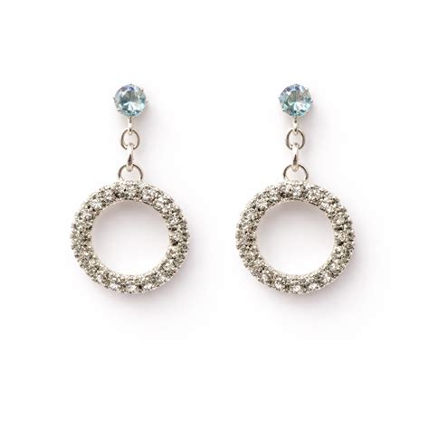 Silver Round Crystal Drop Earrings for Women | Elegant Party Wear Jewellery