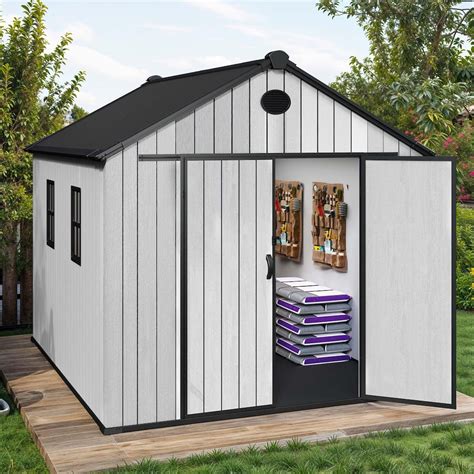 Outdoor Tall Storage Shed with 2 Shelves - Overstock - 42885864