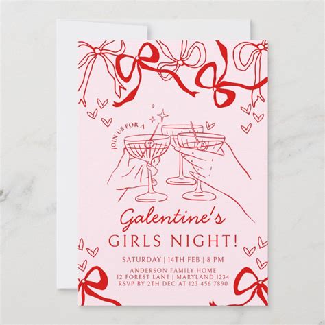 Galentine's Day Hand drawn Party Invitation | Zazzle | Valentine invitations, Invitations ...