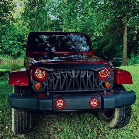 American Modified Aggressive Front Shark Grille compatible con Jeep Wrangler 2007 a 2018, JKJKU ...