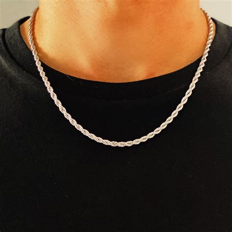 Silver Chain Necklace | Men's Necklace | Rope Twisted | Alfred & Co.
