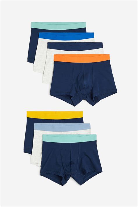 Navy blue/Light grey marl 7-pack trunks for kids | H&M IN
