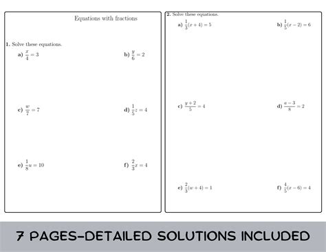 Fractional Equations Worksheet Tes Solving Equations With Fractions