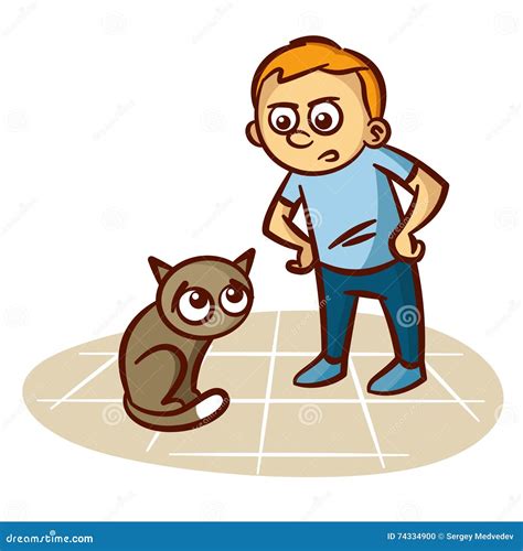 Child Scolds Cat. Vector Illustration Stock Vector - Illustration of ...