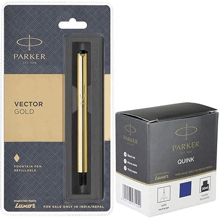 Parker Vector Gold GT Fountain Pen + Quink Ink Bottle - Blue (30ML ...