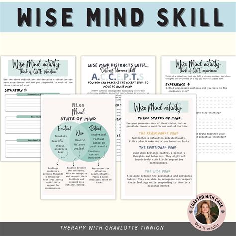 Wise Mind Worksheets, DBT Worksheets, Mindfulness Worksheets, Therapy ...
