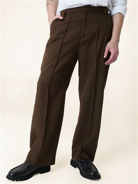 Brown Solid Pintuck Korean Pants – P E R C H