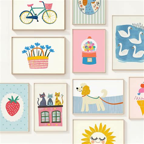 75 Kids Wall Art Printable Bundle - Whimsical Storybook Illustrations ...
