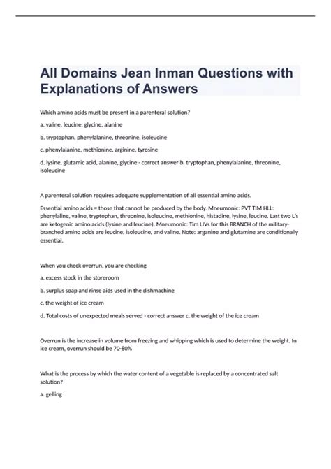 All Domains Jean Inman Questions with Explanations of Answers 2023 ...