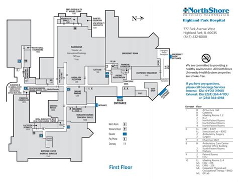 Highland Park Hospital Floor Plan Map - NorthShore
