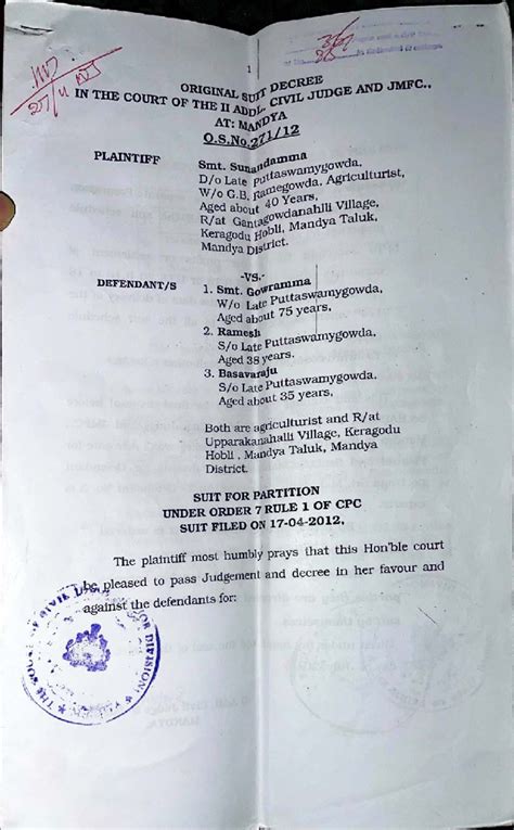 Civil Suit for Partition: O.S.No.27/2012 - Judgment Analysis and Notes ...