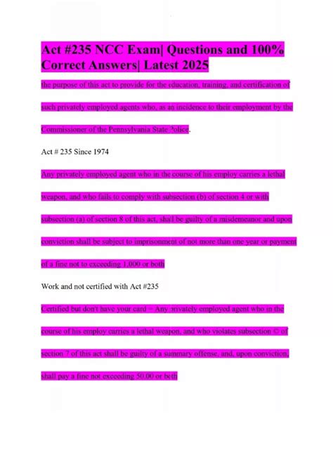 Act #235 NCC Exam| Questions and 100% Correct Answers| Latest 2025 ...