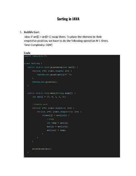 Sorting in Java - 3 Techniques - Sorting in JAVA 1. Bubble Sort Idea ...