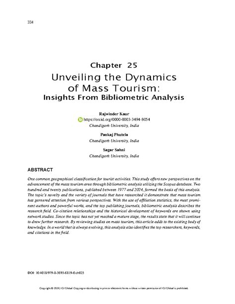 Unveiling the Dynamics of Mass Tourism - 334 Copyright © 2024, IGI ...
