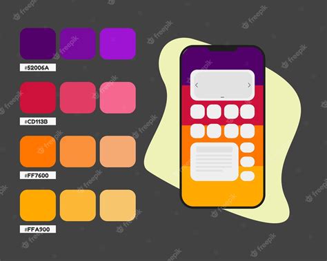 Purple red orange mobile app color palette, color codes for mobile ...