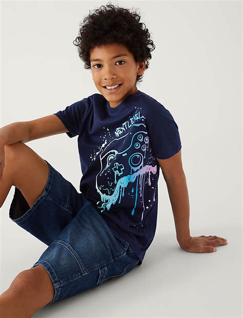 Buy Pure Cotton Game Console T-Shirt at Marks & Spencer