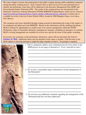 Fillable Online Public Scoping Meeting Comments Form Fax Email Print ...