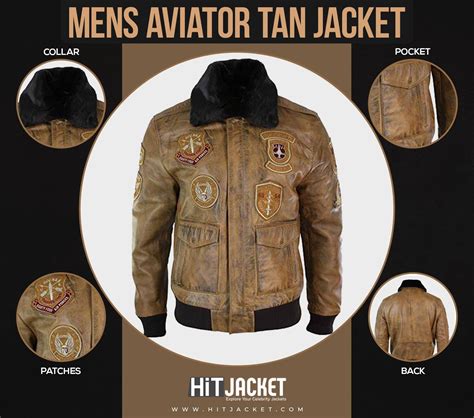 Mens Real Leather Aviator Tan Bomber Jacket with Patches