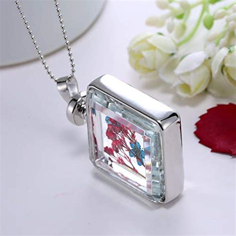 Buy YAZILIND Platinum Plated DIY Dried Flower Square Lockets Pendant ...